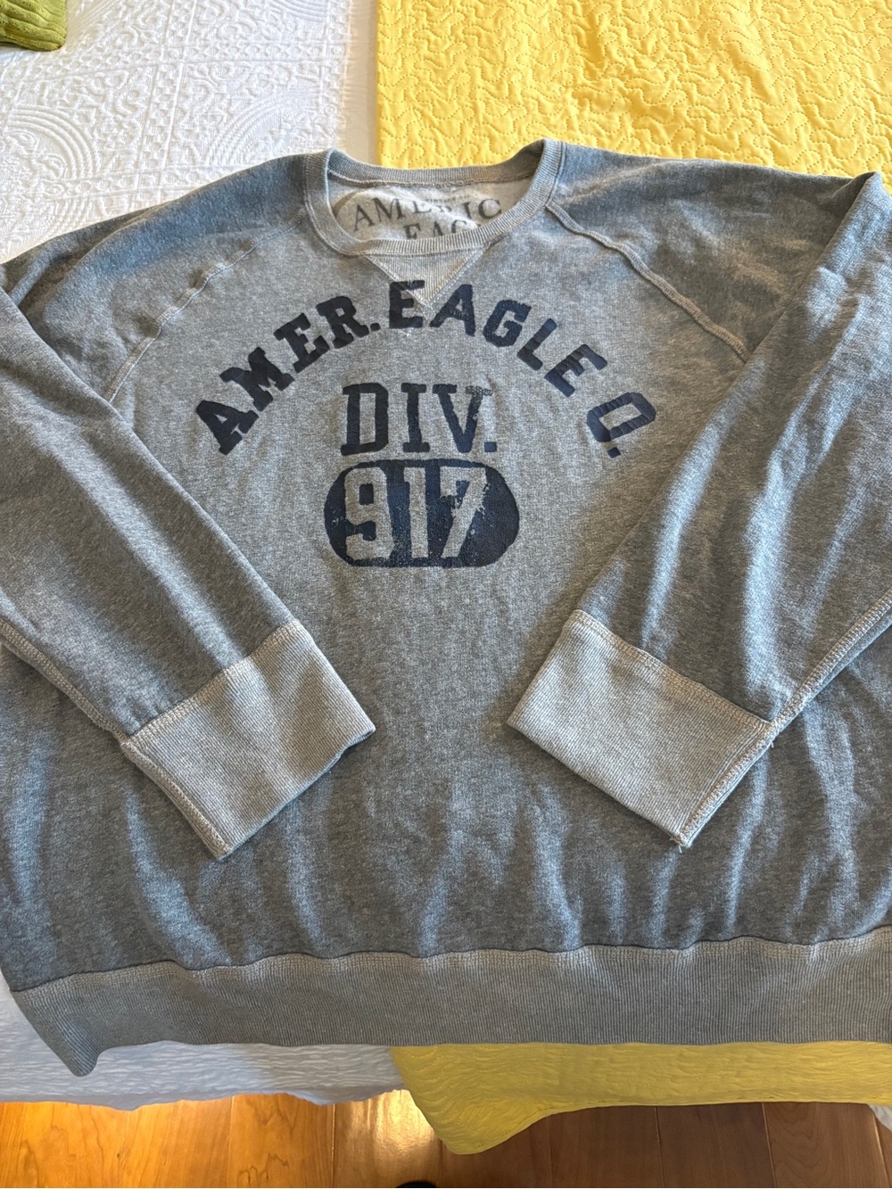 American Eagle Outfitters Gray Crewneck with Navy Graphic